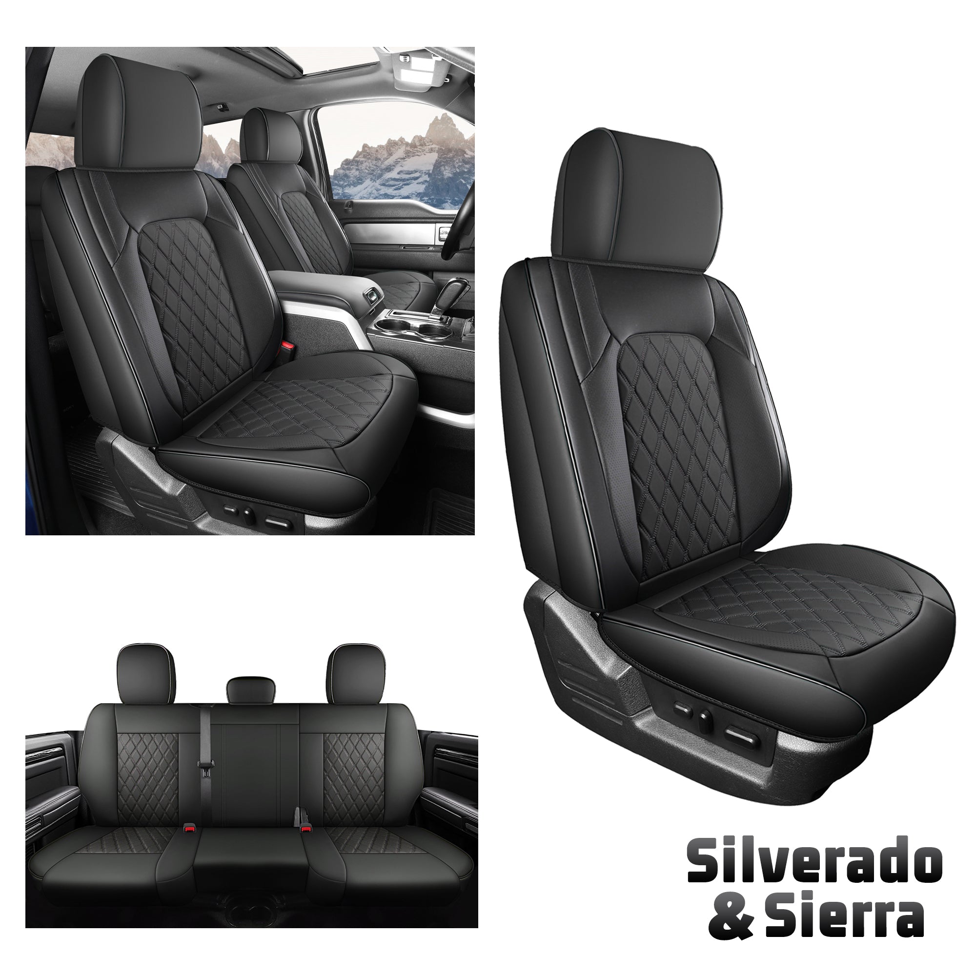 Umbrauto Truck Seat Covers for Silverado/Sierra,Black