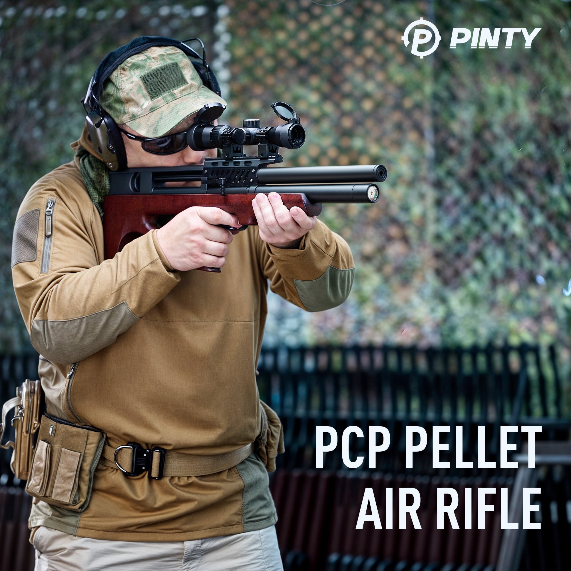Pinty Thumper - 9 Pellet .22Cal Bullpup PCP Air Gun High Power for Small Game Hunting Shooting