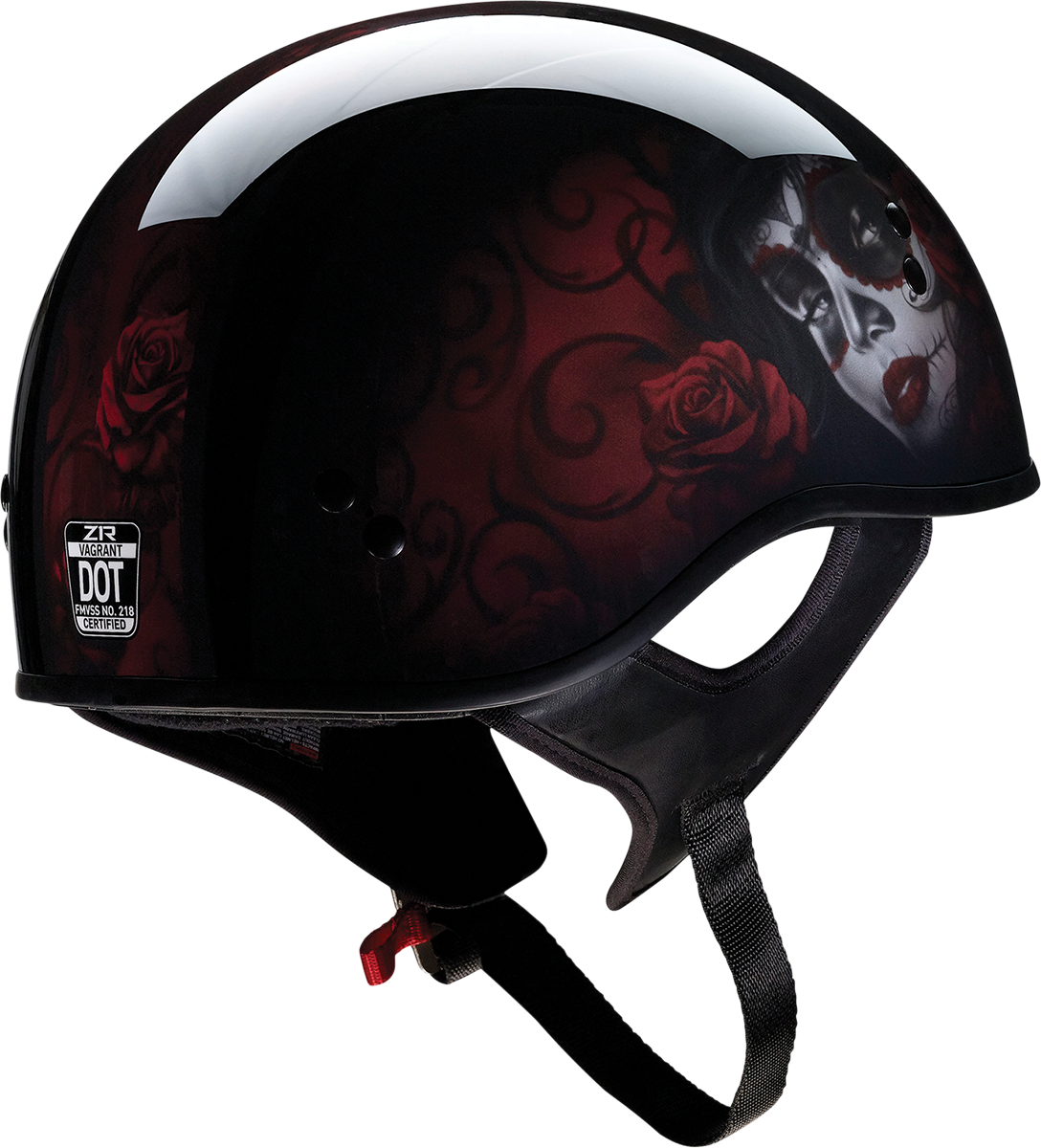 Z1R, Z1R Vagrant Helmet - Red Catrina with Black/Red Finish, Medium (Part Number 0103-1315)