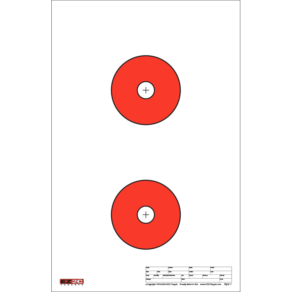 EZ2C Targets Style 1: Paper Shooting Targets 11”x17” USA MADE
