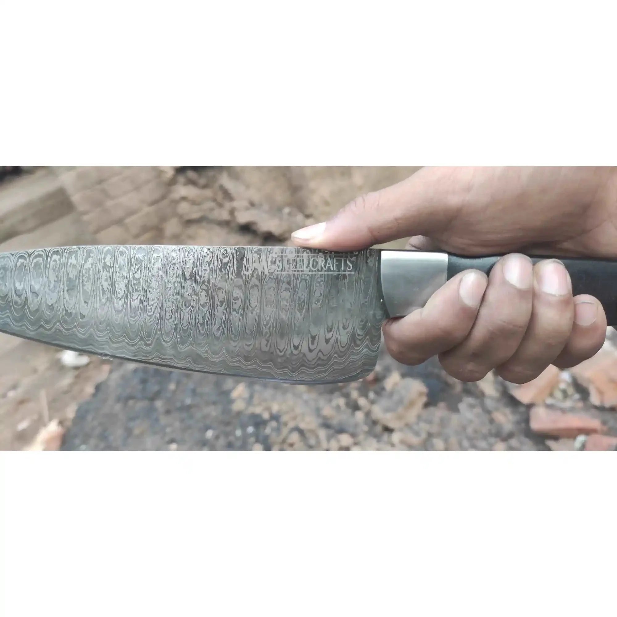 2-Piece Hand-Forged Chef Knife Pair — Pattern-Welded Damascus with Black Micarta Handles (Professional Set)