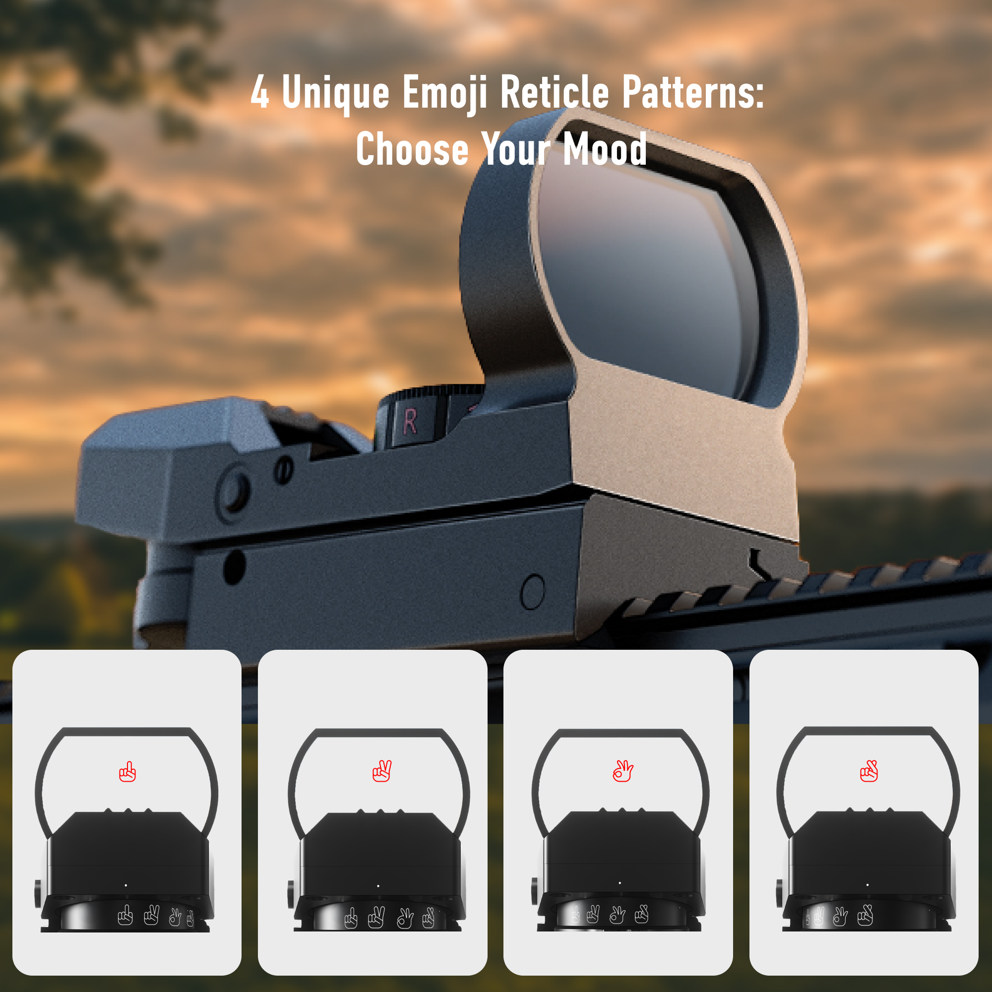Pinty 4-in-1 Hand Gesture Reticle Red/Green/Blue Dot Sight, 1X24X34 Reflex Sight with 21mm Rail