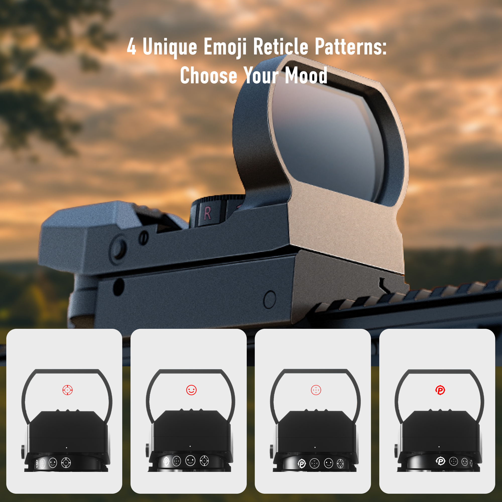 Pinty 4-in-1  Limited Edition Reticle Red/Green/Blue Dot Sight, 1X24X34 Reflex Sight with 21mm Rail