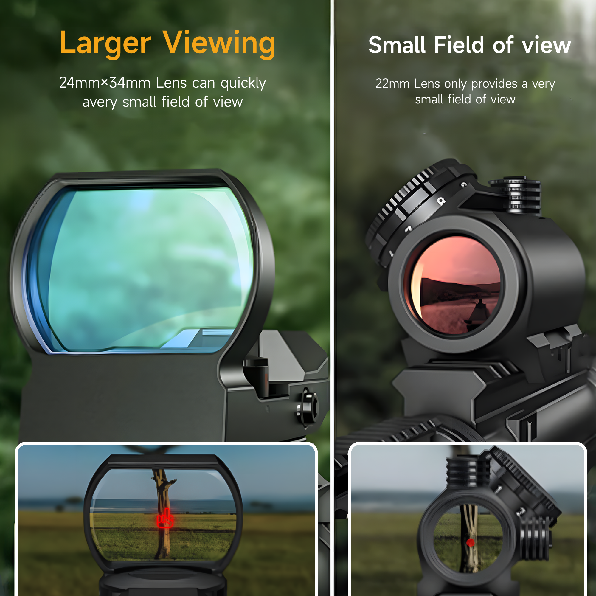 Pinty 4-in-1 Hand Gesture Reticle Red/Green/Blue Dot Sight, 1X24X34 Reflex Sight with 21mm Rail