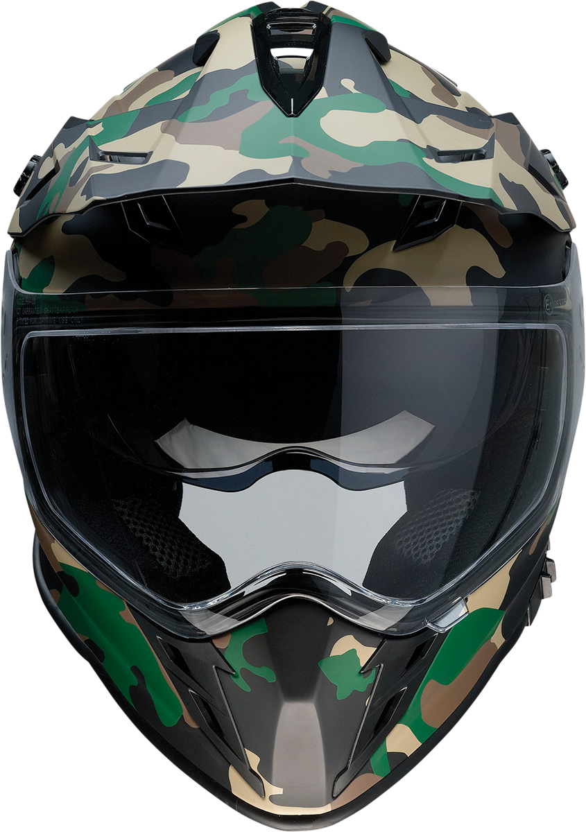 Z1R, Z1R Range Helmet - Camo Woodland XL with Polycarbonate Shields and Adjustable Visor