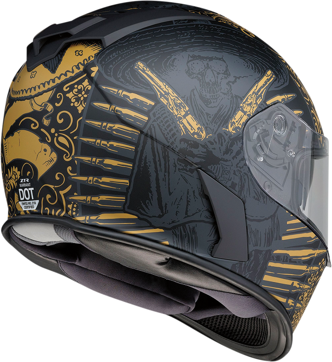 Z1R, Z1R Warrant Motorcycle Helmet - Sombrero Black/Gold XS (Part Number 0101-14170)