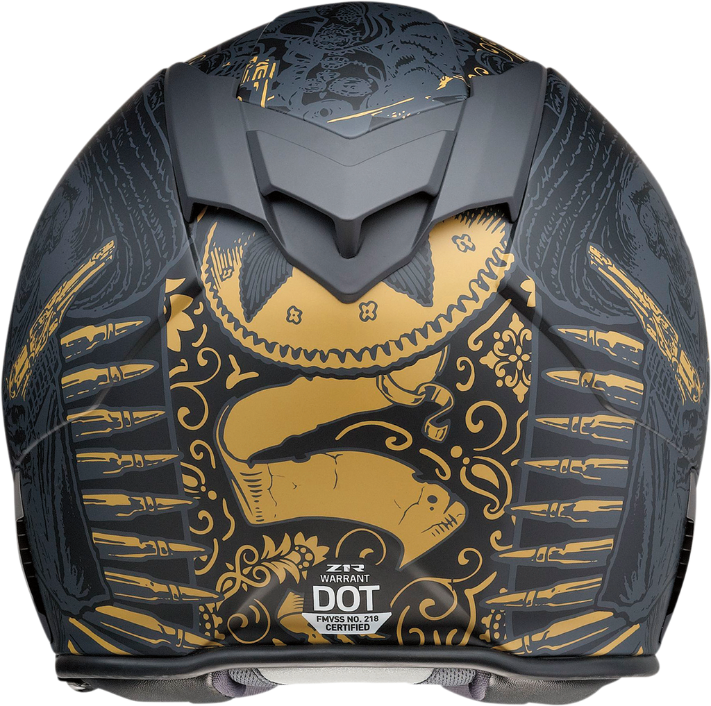 Z1R, Z1R Warrant Helmet Sombrero Black/Gold 2XL - Injection Molded Polycarbonate Shell with Drop-Down Sun Visor