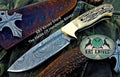 Custom Handmade Damascus Steel Hunting Skinning Camping Knife