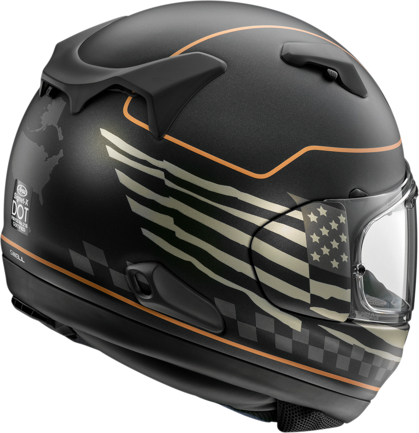 ARAI HELMETS, ARAI HELMETS Signet-X US Flag Black Frost Motorcycle Helmet - Medium (Part #0101-15955)