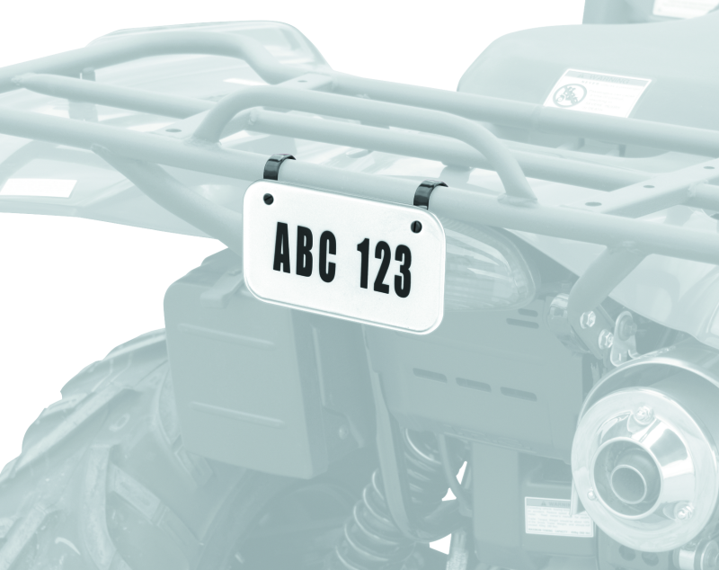 QuadBoss, QuadBoss ATV License Plate Kit - White with Numbers, Letters, and Mounting Clamps