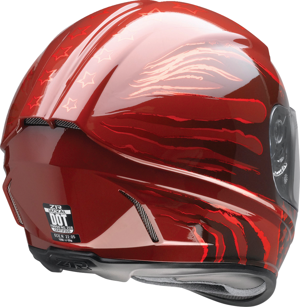 Z1R, Z1R Jackal Patriot Helmet - Red, 2XL - Aero Shell, Anti-Fog Shield, Drop Down Sun Visor
