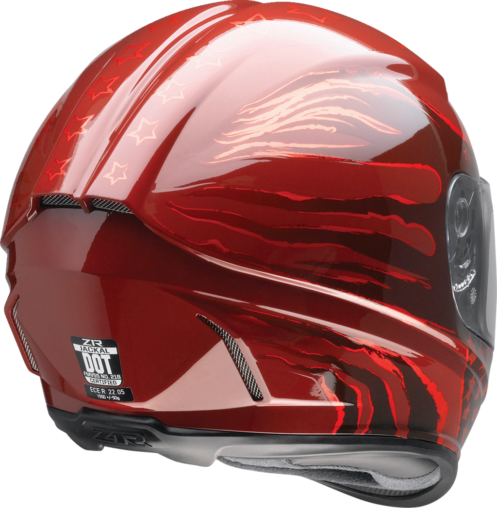 Z1R, Z1R Jackal Patriot Helmet in Red – Intermediate Oval Fit, 3XL