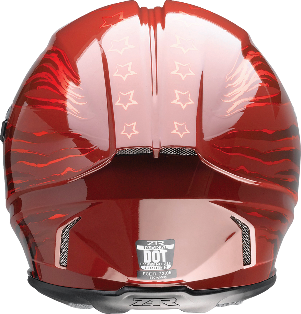Z1R, Z1R Jackal Patriot Helmet - Red, 2XL - Aero Shell, Anti-Fog Shield, Drop Down Sun Visor