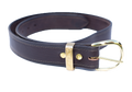 1.50-inch Stitched English Bridle Leather Belt with Solid Brass Belt Keeper