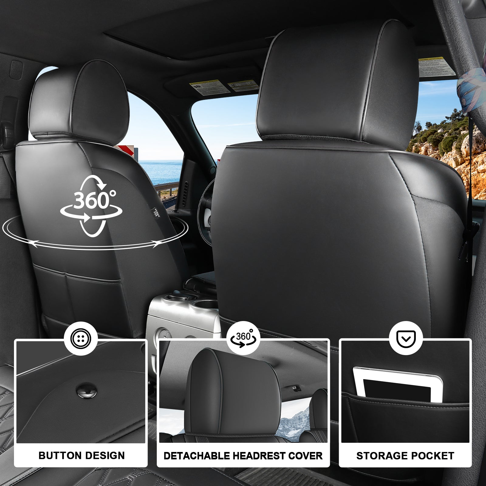 Umbrauto Truck Seat Covers for Silverado/Sierra,Black
