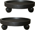WanderingDonkey 2 Pack of 14 Inch Heavy Duty Plant Caddy with Wheels,Rolling Plant Stand Pot Trolley, Potted Flower Mover Dolly with Casters Round Coaster for Indoor Outdoor, Brown