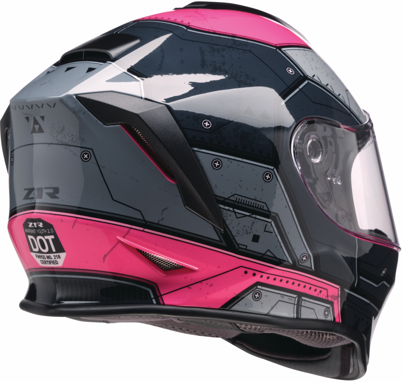 Z1R, Z1R Youth Warrant 2.0 Helmet - Sentinel Black/Pink, Medium - Part 0102-0296