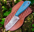 Cowboy Sheath Knife – 4.1" Damascus Steel & Honeycomb Handle
