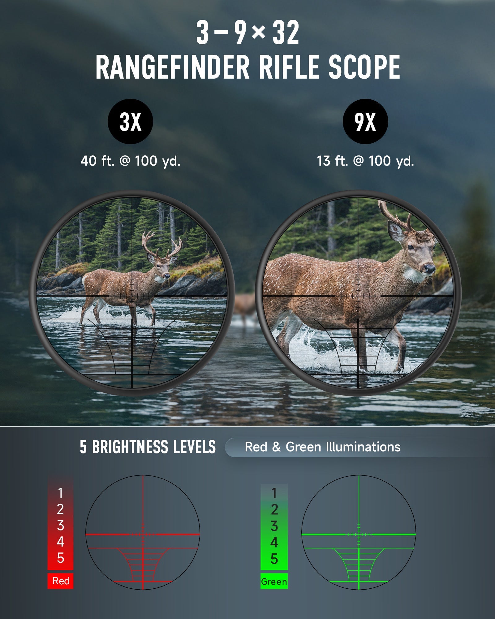 PINTY 4-in-1 3-9x32 Rifle Scope Combo