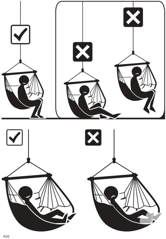 La Siesta® Large Comfort Habana Cotton Hanging Hammock Chair, Indoor Outdoor Hammock Swing Chair, Boho Hanging Chair Bedroom Patio, Max 285 Lbs, Azure