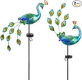VEWOGARDEN 2 Pack Solar Stake Lights Outdoor Waterproof Metal Peacock Solar Lights for Yard Garden Patio Pathway Walkway, Blue