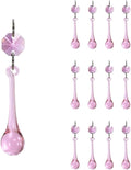 12pcs Raindrop Crystal Chandelier Prisms Parts, 53mm Hanging Crystals Beads for Chandeliers, Home Decoration (Pink)