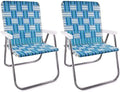 Lawn Chair USA - Outdoor Chairs for Camping. Made with Lightweight Aluminum Frames and UV-Resistant Webbing. Folds for Easy Storage 2- Pack (Sea Island with White Arms, Magnum)