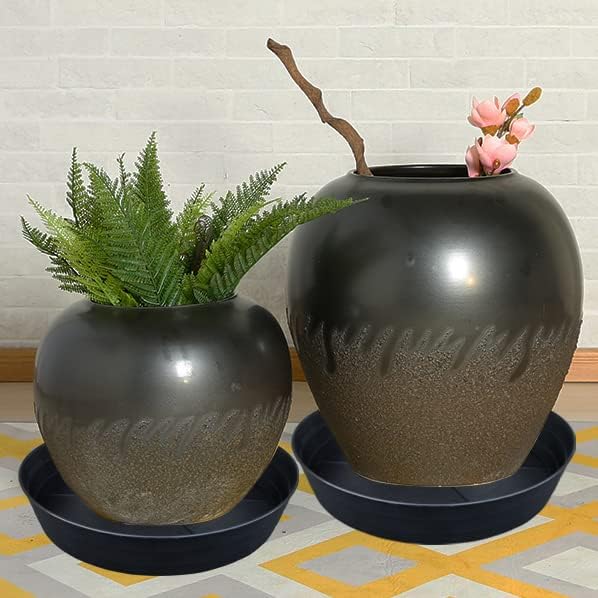 Plant Saucer 12 Inch 2 Pack 10 12 14 16 18 20 25, Plastic Plant Trays for Pots，Extra-Deep Plant Water Dray Tray, Bird Bath Bowl, Heavy Flower Plant Saucers Indoors and Outdoor No Holes