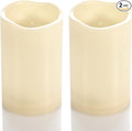 CANDLE CHOICE Waterproof Outdoor Battery Operated Flameless Candles with Timer Flickering Plastic Resin Electric LED Pillar Lights for Lantern Patio Garden Wedding Party Decorations 3x5 Inches 2 Pack