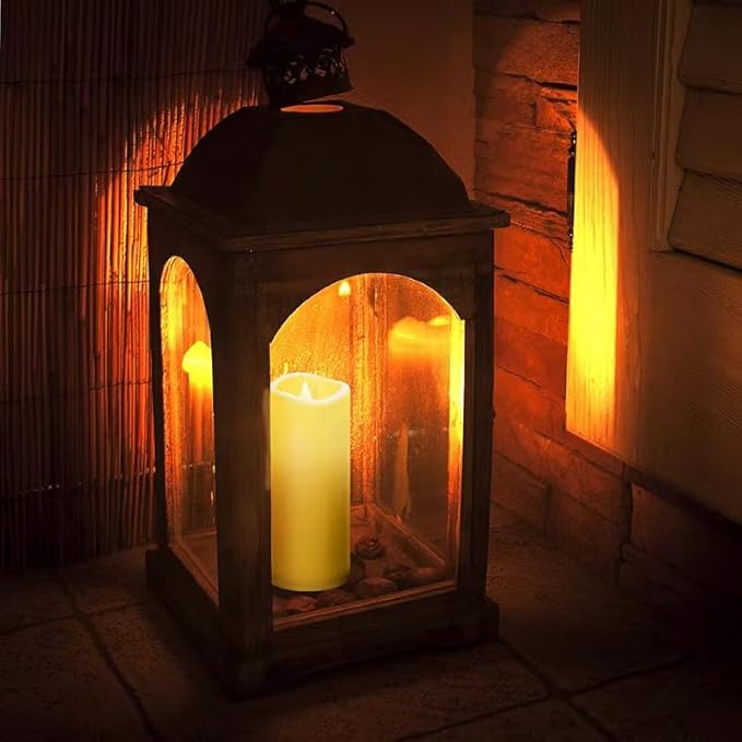 9PACK Outdoor Waterproof Plastic flameless Candles with Remote Control LED Flickering Battery Operated Pillar Candles Cycling 24 Hours Timer (D3 xH5.5) for Camping, Weddings, Party,Home Decoration
