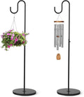 2 Pack Plant Stand Indoor Outdoor, Heavy Duty Wind Chime Holders, Hanging Plant Stand, 33" - 59" Adjustable Shepherds Hooks, Hold 16 lbs - Black