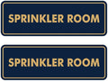 Signs ByLITA Standard Sprinkler Room Sign (Navy Blue/Gold) - Small 2 Pack