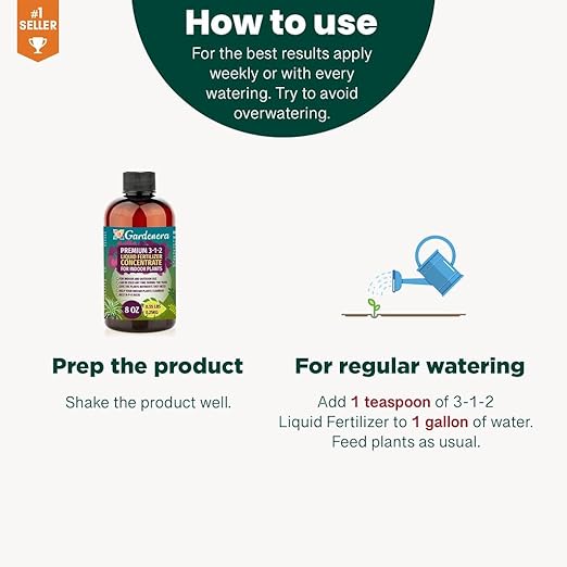 Premium Liquid Lemon Tree Plant Fertilizer - 3-1-2 Concentrate for Indoor Plants and Flowers by Gardenera | Organic Plant Food for Lemon Trees - 32oz