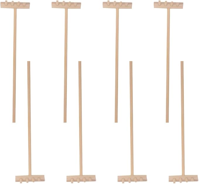 EXCEART 16 Pcs Mini Zen Garden Tool Set - Desktop Sand Rake, Miniature Dollhouse Rakes, Tabletop Wooden Toys, Garden Accessory - Juicy Bamboo Beech Child