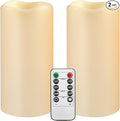 Large Outdoor Waterproof Flameless Candles with Remote Control,D3'' x H5.5'' Battery Operated Flickering LED Pillar Candle Plastic for Outdoor/Indoor Decoration Wedding, Party, Birthday (2PACK)