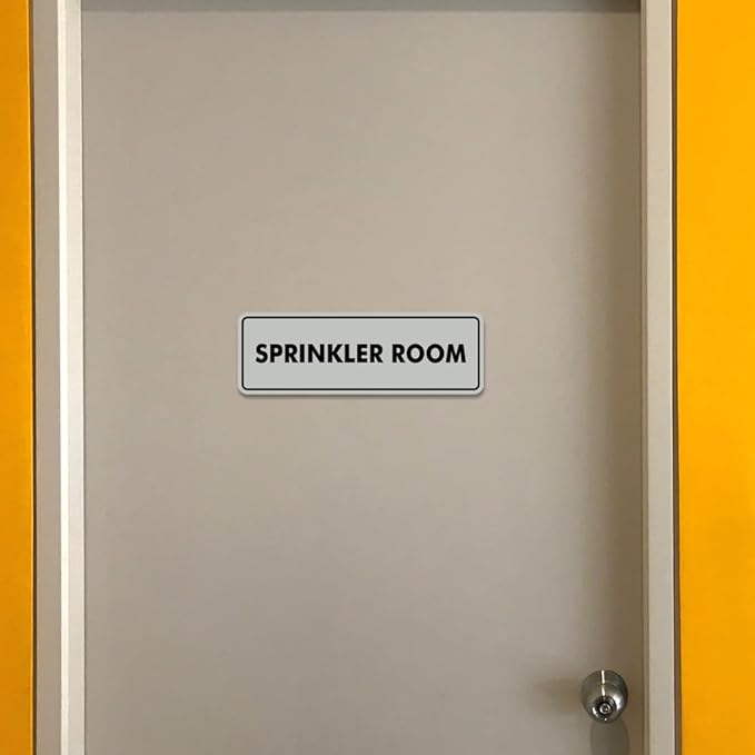 Signs ByLITA Standard Sprinkler Room Sign (Navy Blue/Gold) - Large 2 Pack