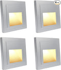 4Pcs 1.5W LED Step Light, Warm White 3000K Recessed Wall Spotlight for Staircase, Kitchen, Bedroom, Living Room, Cabinet, 110V Silver