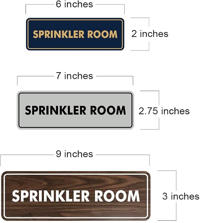 Signs ByLITA Standard Sprinkler Room Sign (Black Gold) - Medium 2 Pack