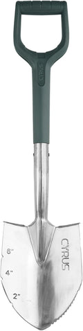 CYRUS Garden Shovel for Digging, 28 Inches in Total Length, Mini D-Shape Heavy Duty Shovel with Serrated Edges, Suitable for Garden, Lawn and Outdoor Camping