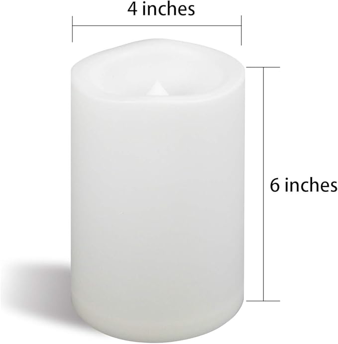 CANDLE CHOICE Waterproof Outdoor Battery Operated Flameless Candles with Timer Large Plastic Resin Bright Flickering Electric LED Pillars Lantern Garden Wedding Christmas Decorations 4”(D)x6”(H) 2 PCS