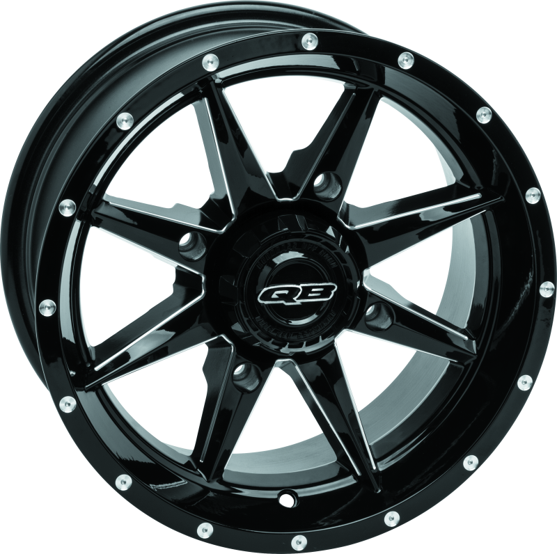 QuadBoss, QuadBoss Slicer 14x7 Powersports Wheels – High-Performance Aluminum Rims with Black Center Caps