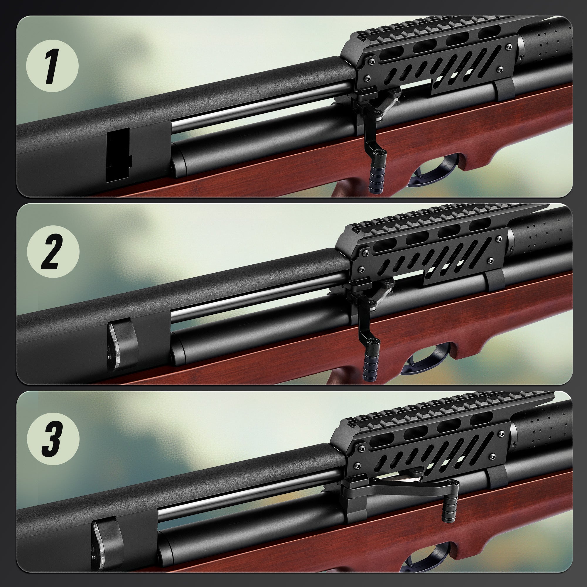 Pinty Striker - 9 Pellet .22/.25 Cal PCP Air Gun, 5.5/6.4 mm High Power Air Gun Rifle for Picatinny Rail