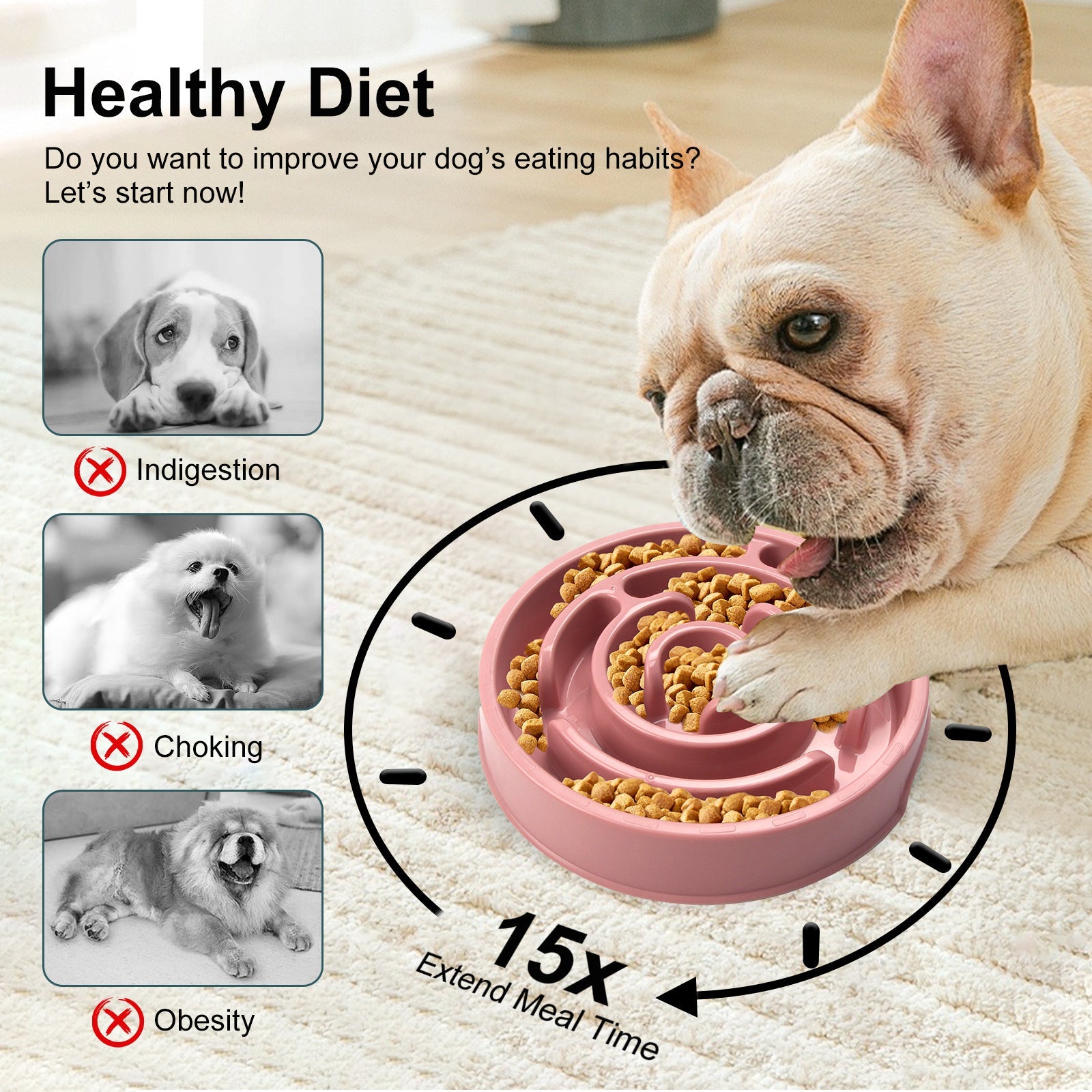 New Pet Bowl Slow Feeding Bowl Anti-choke Slow Food Bowl PP Material Neck Protection