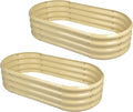 Land Guard 2Pack Galvanized Raised Garden Bed Kit, Galvanized Planter Oval Large Metal Raised Garden Boxes Outdoor for Vegetables（Cream Yellow）
