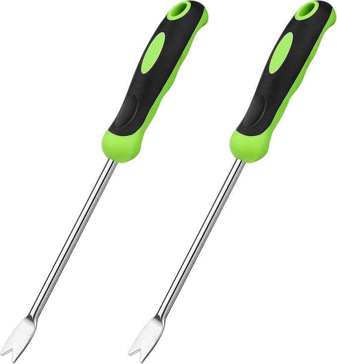 Hand Weeder Tool Garden Weeding Tool Gardening Weeder Tool with Ergonomic Handle, Stainless Steel Garden Lawn Farmland Transplant Gardening Plant Tool（2 Pronged Fork, 2 Pieces）