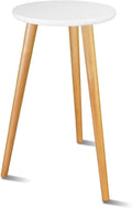 Uneedem Indoor Plant Stand Wood Mid Century Plant Stand for Indoor Plants, Modern Plant Table,Tall Plant Holder for Flower Pots, Small Round Side Table, End Table (A3-White,High: 20.5")