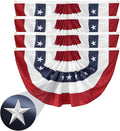 4Pack American Bunting Flags 2x4Ft USA Pleated Fan Flag 4th of July Patriotic Decorations Flag Embroidered Stars & Sewn Stripes Canvas Header Brass Grommets Decor Outside Porch Garden