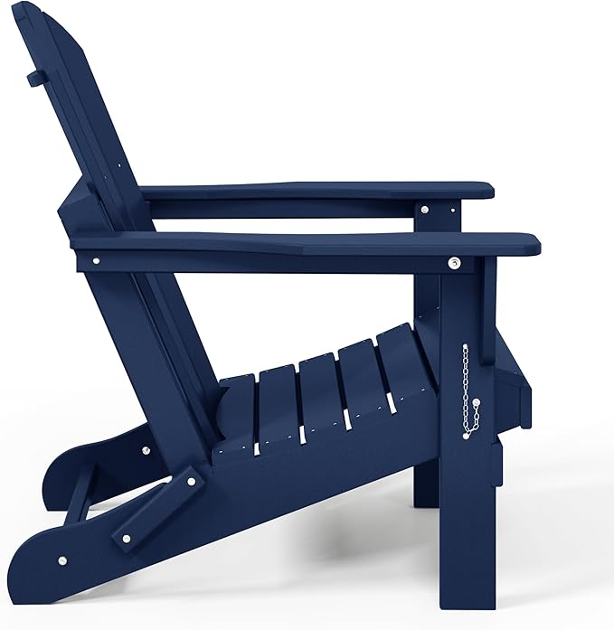 Westin Outdoors Laguna WO Home Outdoor Adirondack Folding Chair Lounger Seat Traditional Retro Home Furniture for Beach, Balcony, Backyard, Lawn, Patio, Pool, Deck, Garden (Navy Blue)