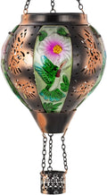 Starsoul Hummingbird Hot Air Balloon Solar Lantern Metal & Glass Solar Hot Air Balloon Hanging Garden Light Waterproof Outdoor Lantern for Patio Yard Party Decorations