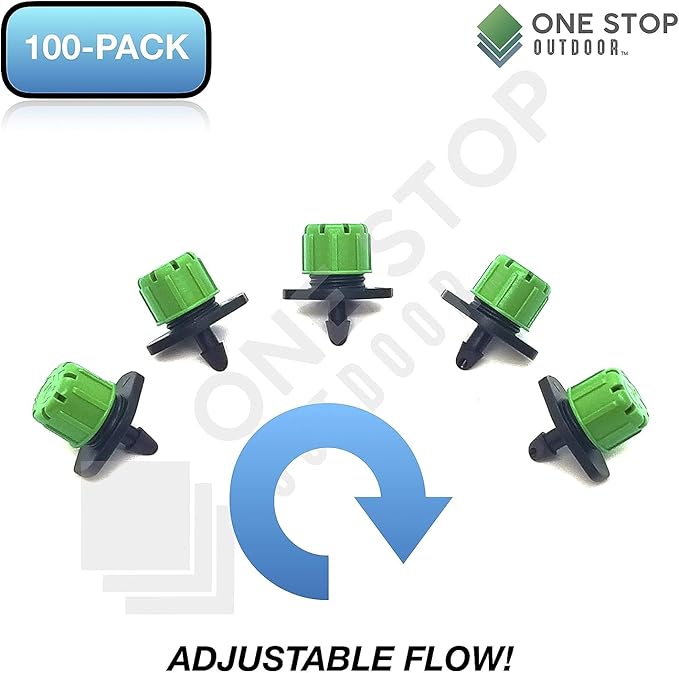 (25-Pack) - 1/4" Inch Universal Barbed Drip Emitter - Adjustable Flow 0-18.5 GPH Fit 1/4 (4-7mm) Drip Irrigation Tubing - Professional Grade (25 Pack Dripper Only)
